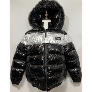 New DNA PREMIUM WEAR MEN’S PUFFER JACKET Silver & Black Streetwear 2XL NWT $295